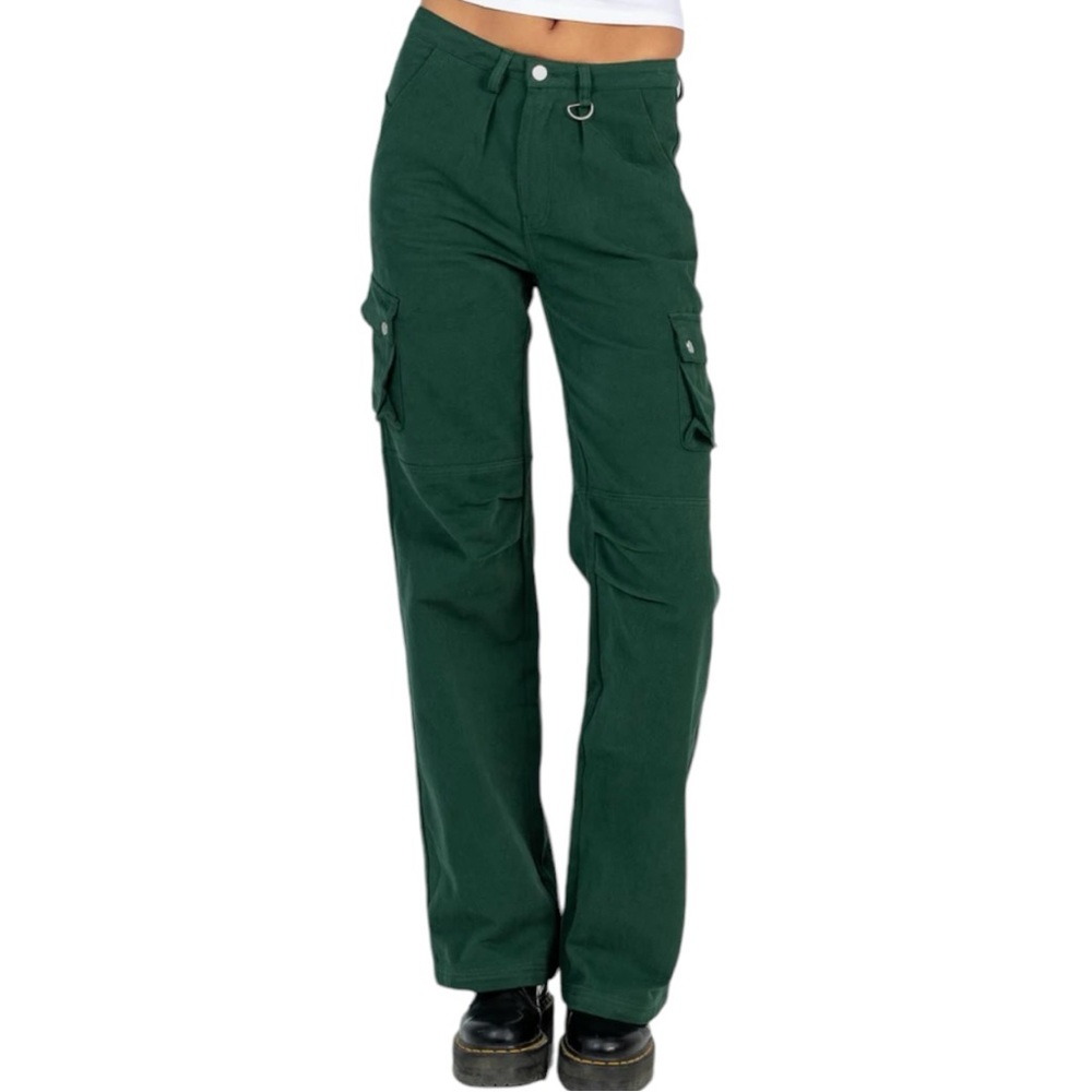 Princess Polly Women’s Green Paige Mid Rise Cargo‎ Denim Jeans  Sz 4